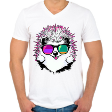 PRINTFASHION Süni - Férfi V-nyakú póló - Fehér férfi póló