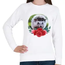 PRINTFASHION Süni virággal - Női pulóver - Fehér női pulóver, kardigán
