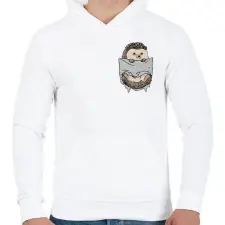 PRINTFASHION Süni zsebben - Férfi kapucnis pulóver - Fehér férfi pulóver, kardigán