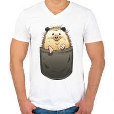 PRINTFASHION Süni zsebminta - Férfi V-nyakú póló - Fehér férfi póló