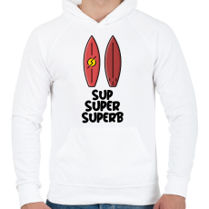 PRINTFASHION SUP SUPER SUPERB - Férfi kapucnis pulóver - Fehér