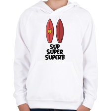 PRINTFASHION SUP SUPER SUPERB - Gyerek kapucnis pulóver - Fehér gyerek pulóver, kardigán