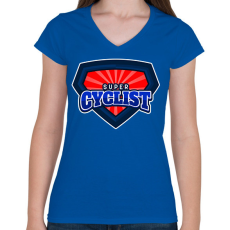 PRINTFASHION Super Kerékpáros - Női V-nyakú póló - Királykék