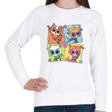 PRINTFASHION Super Kitties - Női pulóver - Fehér női pulóver, kardigán