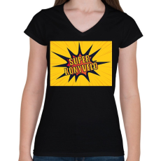 PRINTFASHION Super könyvelő - Női V-nyakú póló - Fekete