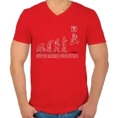 PRINTFASHION Super Mario evolúció - Férfi V-nyakú póló - Piros