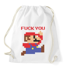 PRINTFASHION Super Mario - Fuck You - Sportzsák, Tornazsák - Fehér tornazsák
