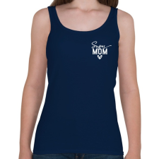 PRINTFASHION Super mom fehér - Női atléta - Sötétkék női trikó