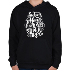 PRINTFASHION Super mom! - Gyerek kapucnis pulóver - Fekete gyerek pulóver, kardigán