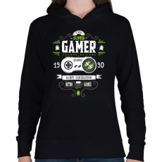 PRINTFASHION Super Retro Gamer - Női kapucnis pulóver - Fekete