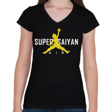PRINTFASHION Super Saiyan Air - Női V-nyakú póló - Fekete női póló