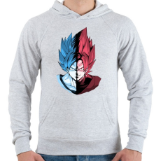 PRINTFASHION Super Saiyan Blue VS Super Saiyan Rose - Férfi kapucnis pulóver - Sport szürke