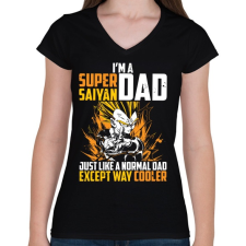 PRINTFASHION Super Saiyan Dad - Női V-nyakú póló - Fekete női póló