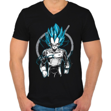 PRINTFASHION Super Saiyan GOD Vegeta - Férfi V-nyakú póló - Fekete férfi póló