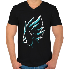 PRINTFASHION Super Saiyan Vegeta - Férfi V-nyakú póló - Fekete férfi póló