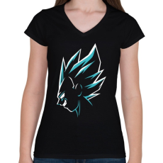 PRINTFASHION Super Saiyan Vegeta - Női V-nyakú póló - Fekete