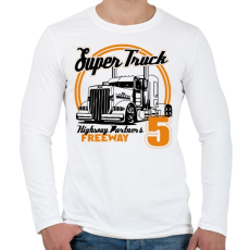 PRINTFASHION Super Truck Highway - Férfi hosszú ujjú póló - Fehér