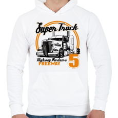 PRINTFASHION Super Truck Highway - Férfi kapucnis pulóver - Fehér