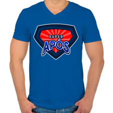 PRINTFASHION SUPERAPÓS - Férfi V-nyakú póló - Királykék férfi póló