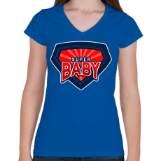 PRINTFASHION SUPERBABY1 - Női V-nyakú póló - Királykék