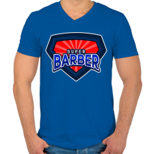 PRINTFASHION SUPERBARBER - Férfi V-nyakú póló - Királykék férfi póló