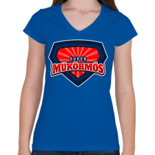 PRINTFASHION SUPERMŰKÖRMÖS - Női V-nyakú póló - Királykék női póló