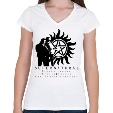 PRINTFASHION supernatural3 - Női V-nyakú póló - Fehér