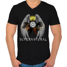 PRINTFASHION Supernatural - Férfi V-nyakú póló - Fekete férfi póló