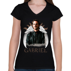 PRINTFASHION SUPERNATURAL-GABRIEL  - Női V-nyakú póló - Fekete