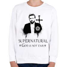 PRINTFASHION SUPERNATURAL GOD IS NOT FAIR - Gyerek pulóver - Fehér gyerek pulóver, kardigán