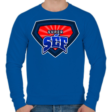 PRINTFASHION SUPERSÉF - Férfi pulóver - Királykék férfi pulóver, kardigán