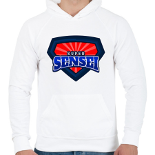 PRINTFASHION SUPERSENSEI - Férfi kapucnis pulóver - Fehér férfi pulóver, kardigán