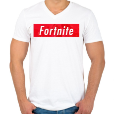 PRINTFASHION Supp' Fortnite - Férfi V-nyakú póló - Fehér
