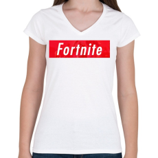 PRINTFASHION Supp' Fortnite - Női V-nyakú póló - Fehér