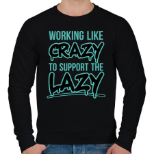 PRINTFASHION Support the lazy - Férfi pulóver - Fekete férfi pulóver, kardigán