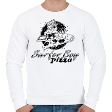 PRINTFASHION Surfer Boy Pizza - Férfi pulóver - Fehér
