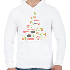 PRINTFASHION Sushi fenyőfa - Férfi kapucnis pulóver - Fehér