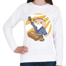 PRINTFASHION Sushi mester - Női pulóver - Fehér