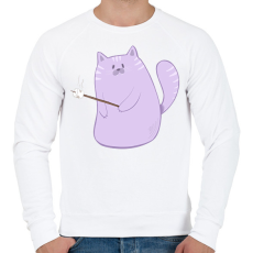 PRINTFASHION Sütögető cica - Férfi pulóver - Fehér