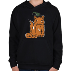 PRINTFASHION sütőtök cica - Gyerek kapucnis pulóver - Fekete