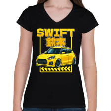 PRINTFASHION Suzuki swift - Női V-nyakú póló - Fekete női póló
