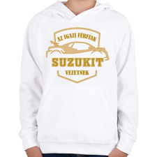 PRINTFASHION Suzukis sofőr - Gyerek kapucnis pulóver - Fehér gyerek pulóver, kardigán