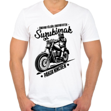 PRINTFASHION Suzukisnak párja nincsen - Férfi V-nyakú póló - Fehér férfi póló