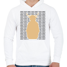 PRINTFASHION Sweet Tooth - Szöveges - Férfi kapucnis pulóver - Fehér
