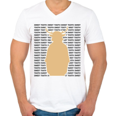 PRINTFASHION Sweet Tooth - Szöveges - Férfi V-nyakú póló - Fehér