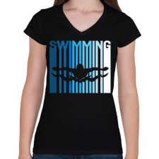 PRINTFASHION Swimming - Női V-nyakú póló - Fekete női póló