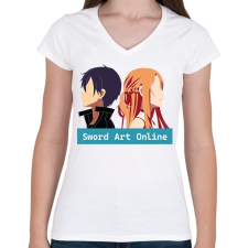 PRINTFASHION Sword Art Online - Női V-nyakú póló - Fehér női póló
