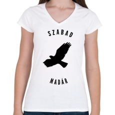 PRINTFASHION szabadmadár - Női V-nyakú póló - Fehér