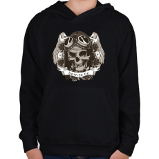 PRINTFASHION Szabadnak született - Gyerek kapucnis pulóver - Fekete