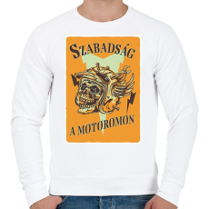 PRINTFASHION Szabadság a motoromon - Férfi pulóver - Fehér